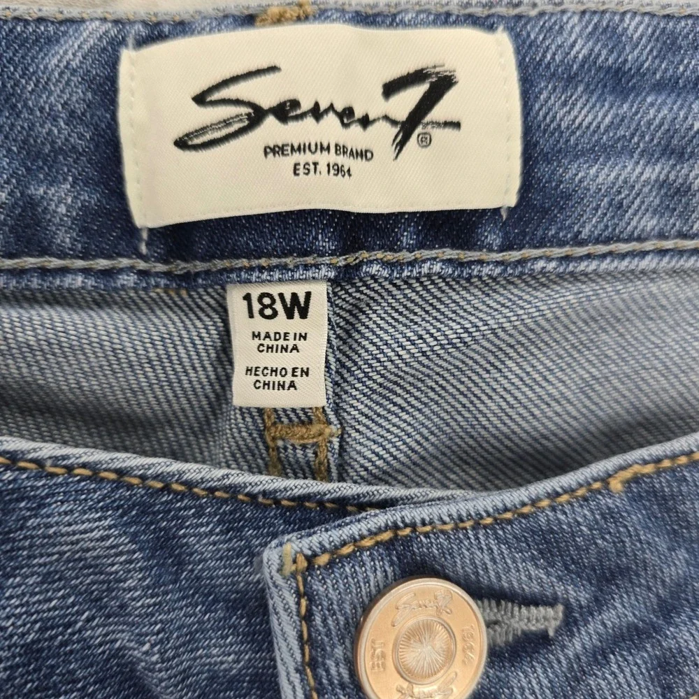 Seven7 Women Loose Straight High Rise‎ Jeans 18W Authentic Blue SX10341DE NWT